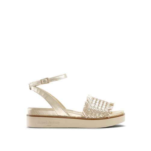 Gold Russell And Bromley Orlando Woven Footbed Women's Flat Sandals | CA-0783G