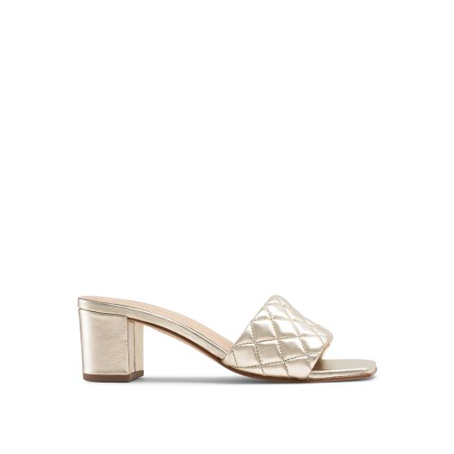 Gold Russell And Bromley Quiltbloc Quilted Block Women's Mules | CA-8637Y