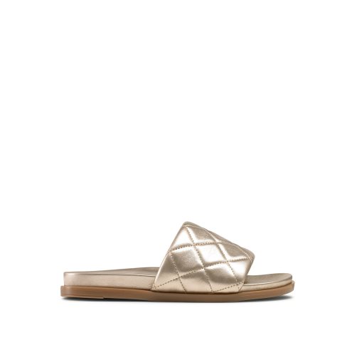 Gold Russell And Bromley Quilted Women's Slides | CA-1283H