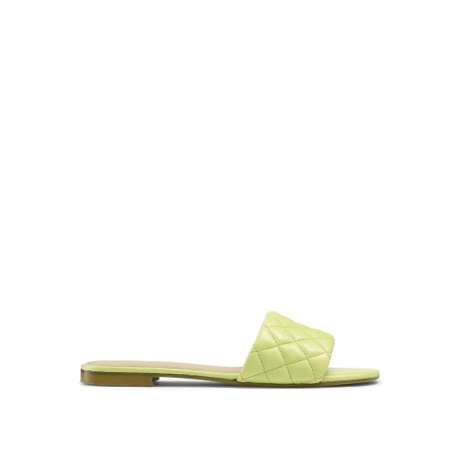 Green Russell And Bromley Quilted Women's Flat Sandals | CA-6293R