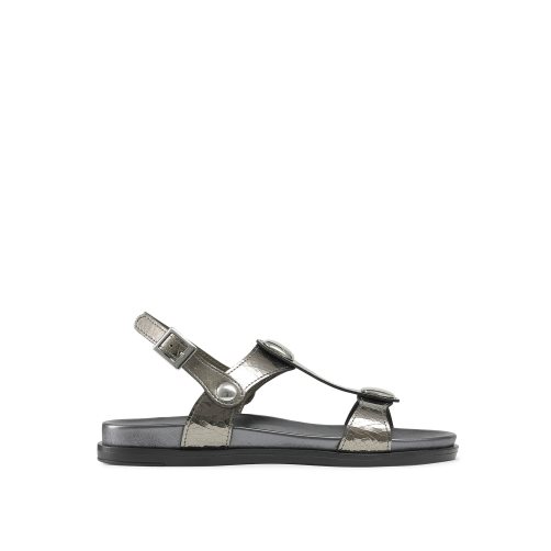 Metal Russell And Bromley Laura Disc Footbed Women's Flat Sandals | CA-8327F