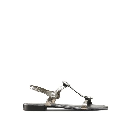 Metal Russell And Bromley Lauren Disc Trim Women's Flat Sandals | CA-3016N