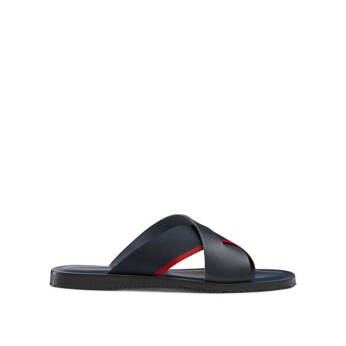 Navy Russell And Bromley Fab Slip-on Men's Slide Sandals | CA-2458W