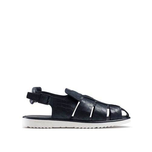 Navy Russell And Bromley San Cono Buckle Closed Toe Men's Sandals | CA-3598I