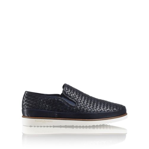 Navy Russell And Bromley Sanmarino Slip-on Men's Sneakers | CA-0318Z