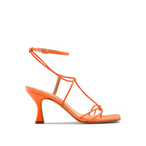 Orange Russell And Bromley Noodles Skinny Strap Women's Heels Sandals | CA-9245N