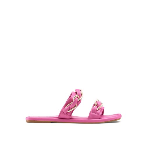 Pink Russell And Bromley Chain Mail Chain Two Strap Women's Flat Sandals | CA-3620E