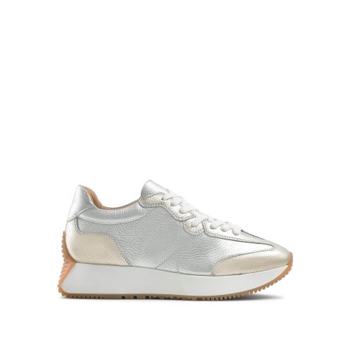 Silver / Gold Russell And Bromley Hourglass Flared Sole Women's Sneakers | CA-8465M
