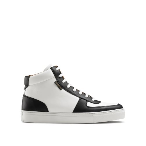 White / Black Russell And Bromley Upfield High Top Men's Sneakers | CA-6230R