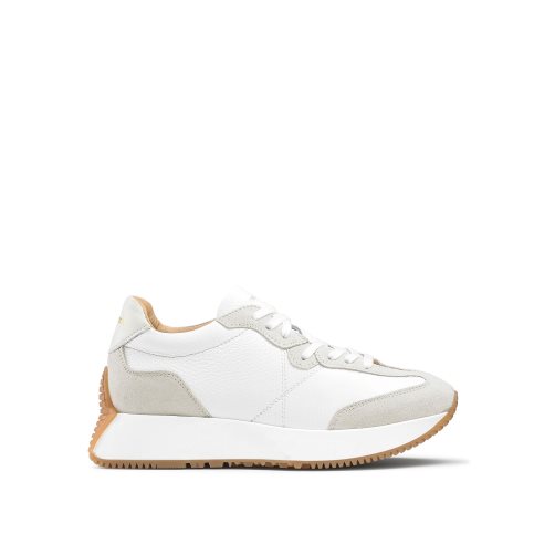White / Grey Russell And Bromley Hourglass Flared Sole Women's Sneakers | CA-2961M