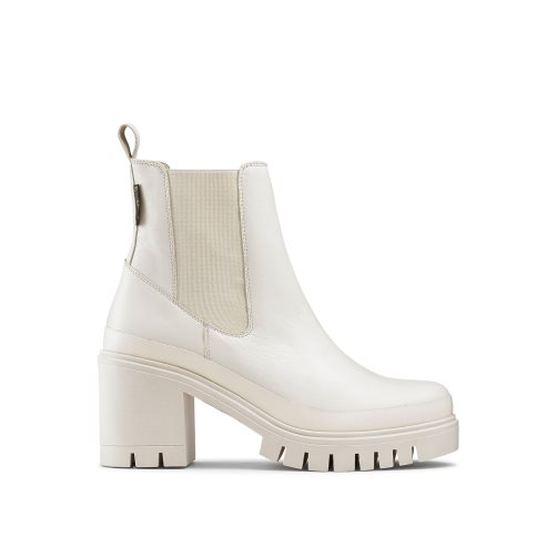 White Russell And Bromley Company Hi Heeled Combat Women's Chelsea Boots | CA-5061V