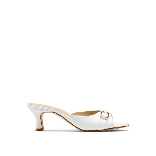 White Russell And Bromley Happyhour Kitten Heel Women's Mules | CA-8794D