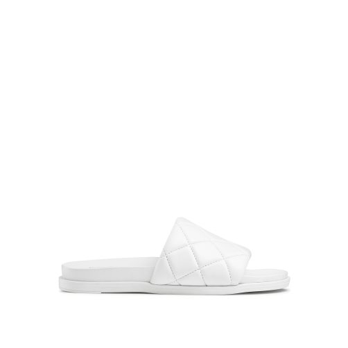 White Russell And Bromley Quilted Women's Slides | CA-0895Q
