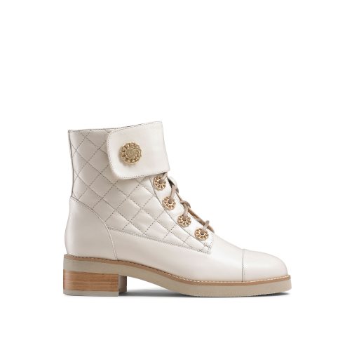 White Russell And Bromley Ringaroses Quilted Lace-up Women's Ankle Boots | CA-6723F